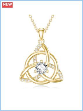Moissanite Sterling Silver Celtic Knot Pendant Necklace Irish Jewelry